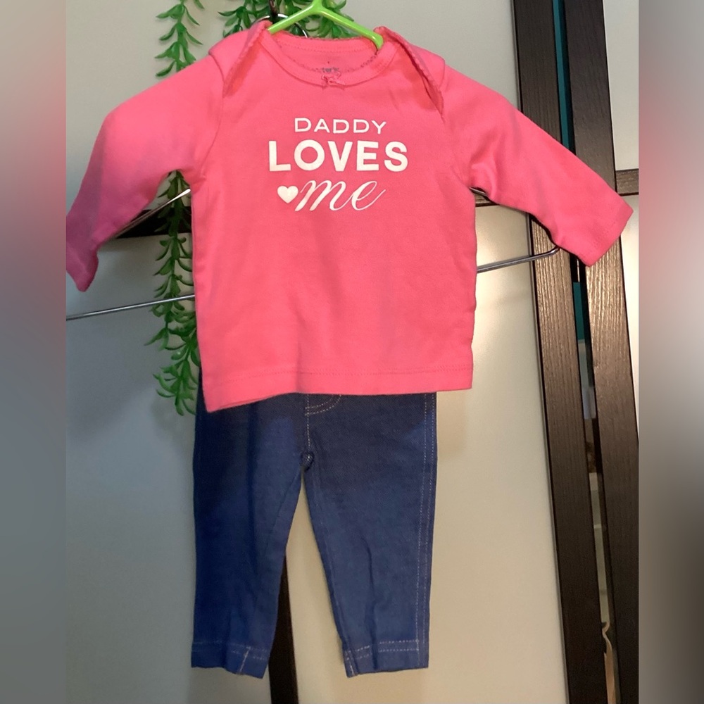 Carter”s Set top l/s + pants. Size  3mo